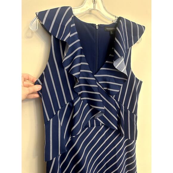 Banana Republic Navy Stripe Ruffle Midi Dress – Size 8 - Picture 3 of 5